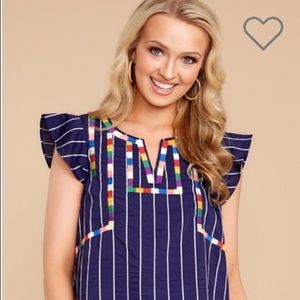 THML Red Dress Boutique Adore You Navy Striped Top